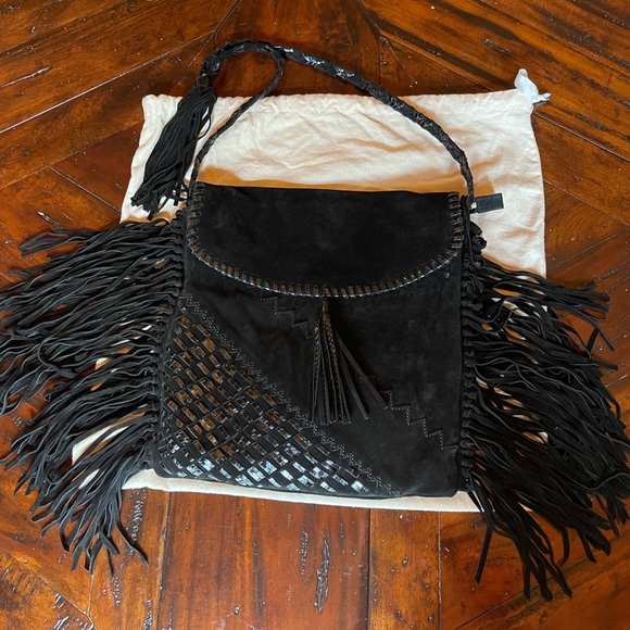 Jimmy Choo black suede fringed bag - Picture 3 of 7